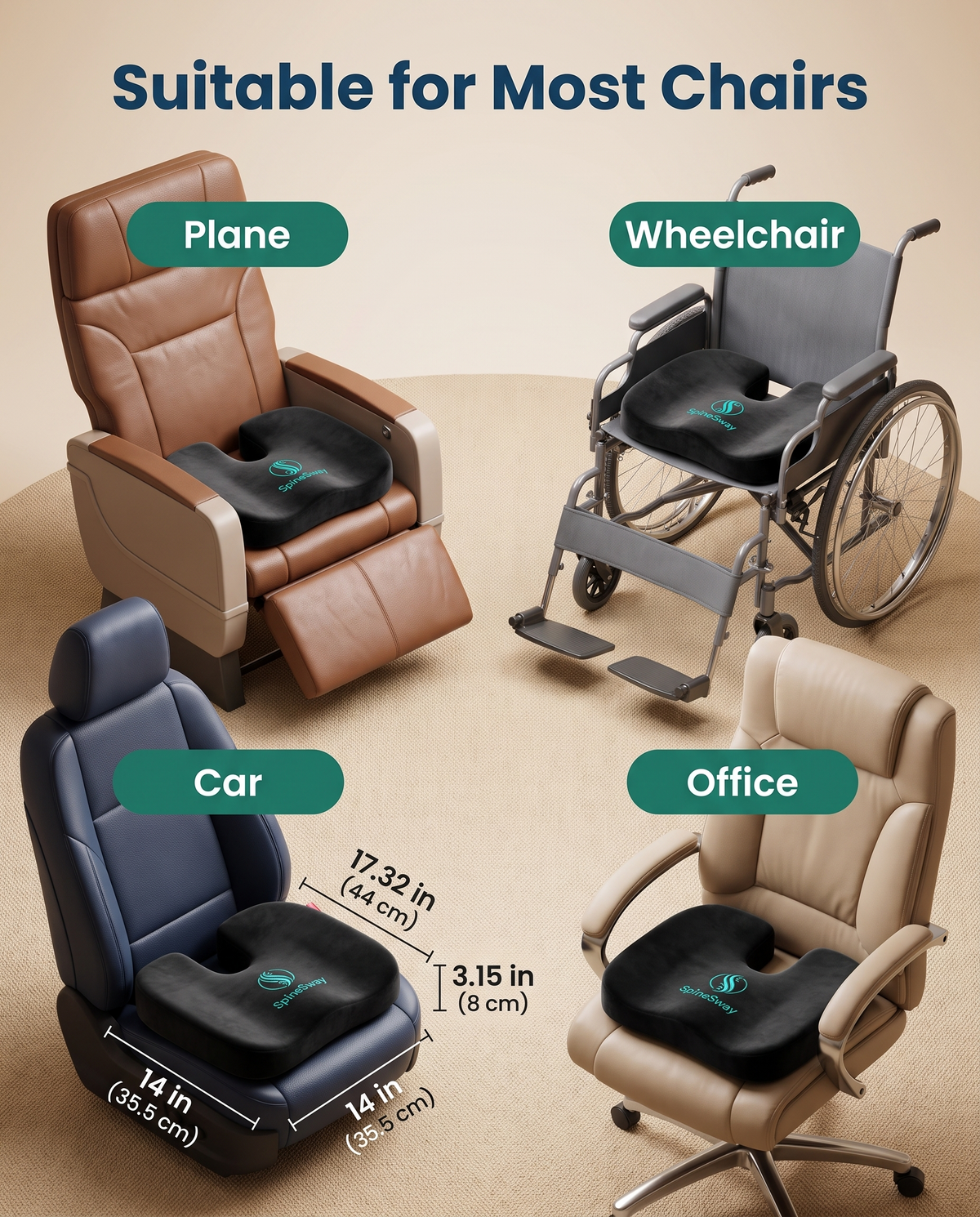 SpineSway Memory Foam Seat Cushion