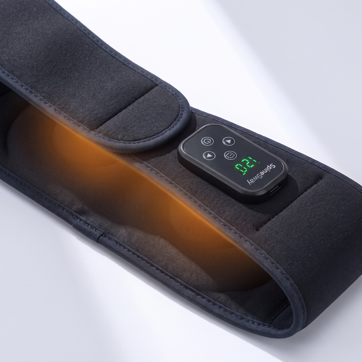 SpineSway ThermaFusion Belt - fabric and control unit close-up