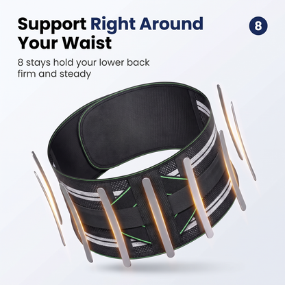 SpineSway CoreFusion Support Belt shown as a full ring with its eight support stays