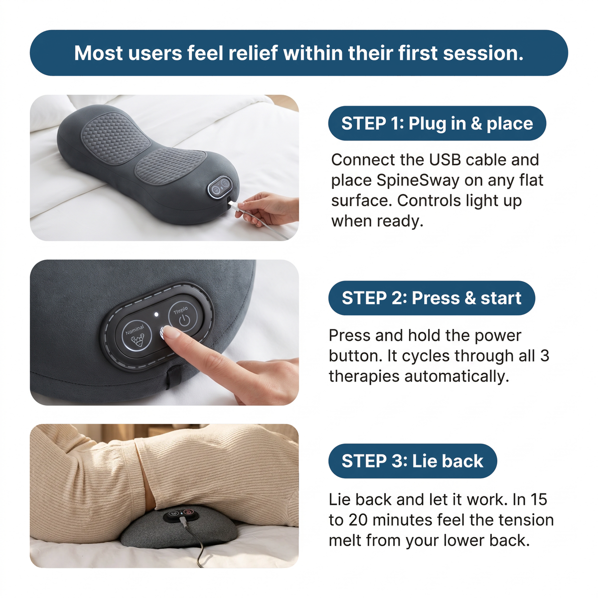 How to use the SpineSway Triple Fusion Massager in 3 steps (#1B4F72)