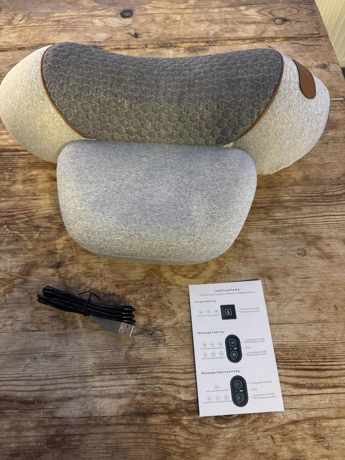 Customer photo - SpineSway Quad Fusion Neck Massager unboxed with cable and instructions